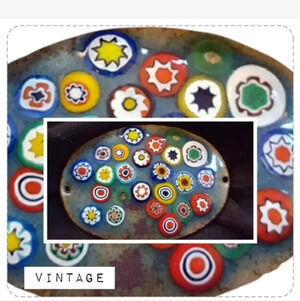 Vintage‎ Enamel Millefiori design brooch